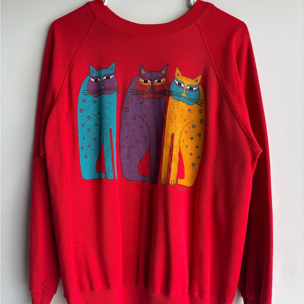 Vintage 80s Lauren Burch Cat Sweater Men’s Size Large